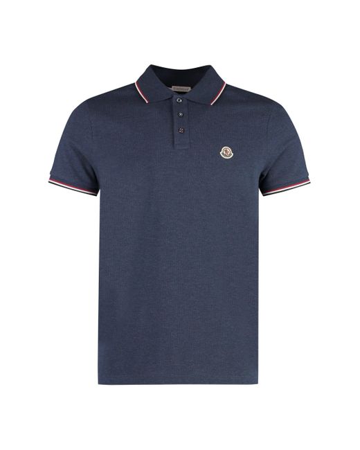 Moncler Blue Short Sleeve Cotton Polo Shirt for men