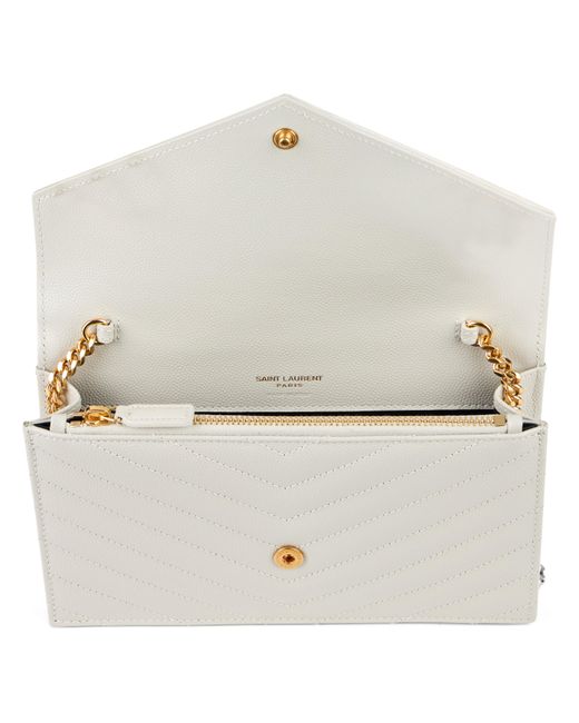 Saint Laurent White Pouch Envelope With Chain Cassandre