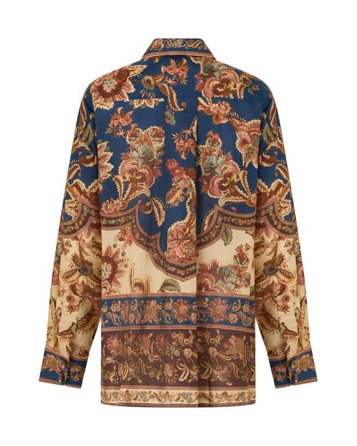 Zimmermann Blue Printed Silk Shirt