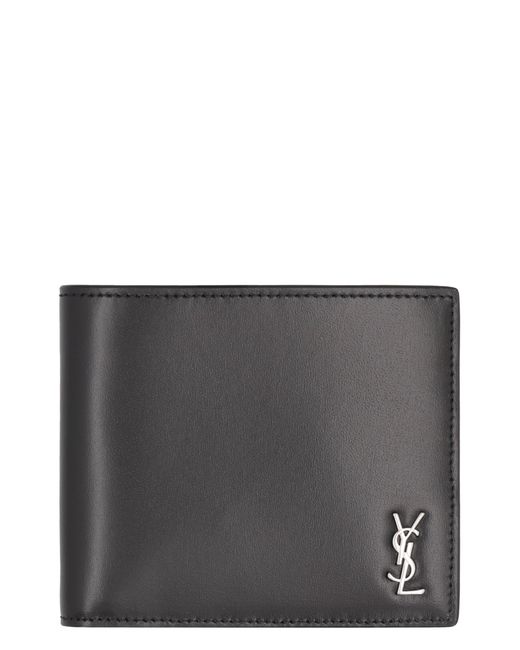 Saint Laurent Gray Tiny Cassandre East/West Leather Wallet for men