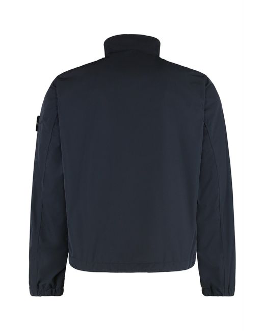 Stone Island Blue Windbreaker With Logo for men