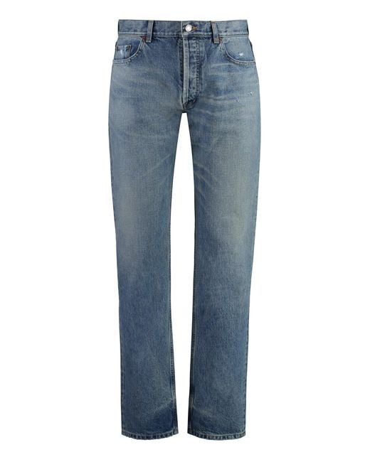Saint Laurent Blue Low-Rise Straight Leg Jeans for men