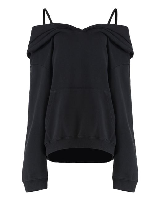Felpa in cotone con cappuccio di MM6 by Maison Martin Margiela in Black