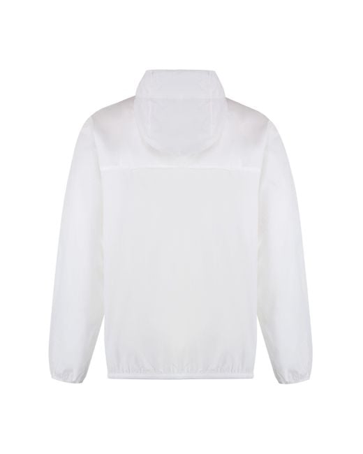 K-Way White Hooded Nylon Packable Jacket for men