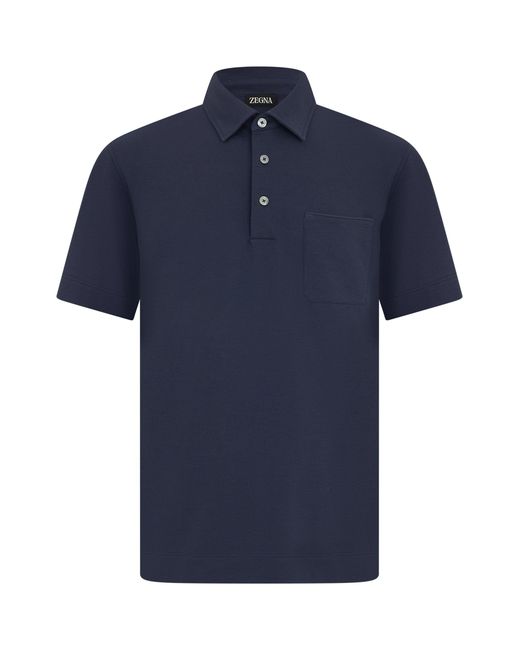 Zegna Blue Classic Pocket Polo Shirt For for men