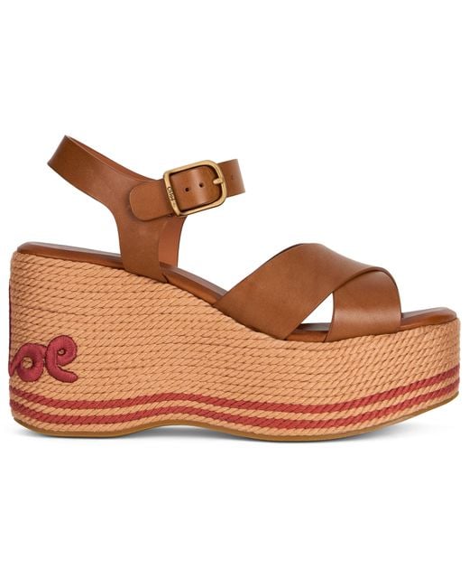 Chloé Brown Wedge Sandal