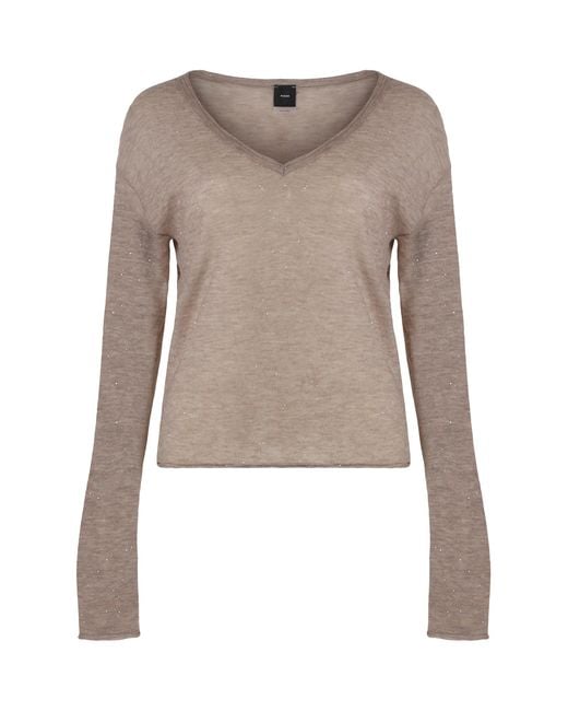Pinko Natural Salomone Long Sleeve Sequin Top