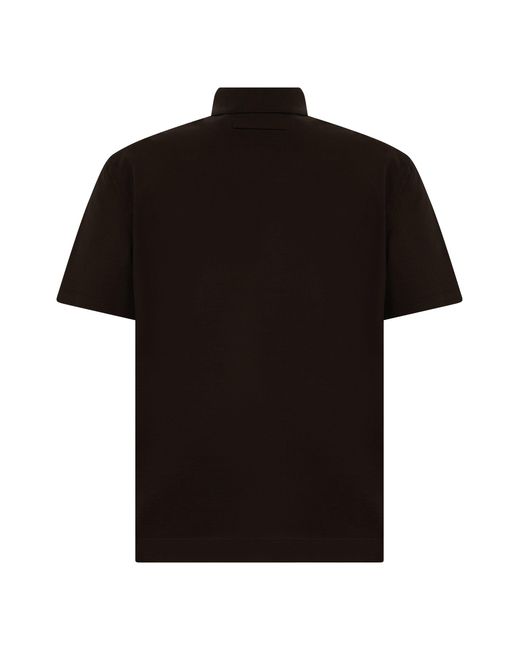 Zegna Black Cotton Polo With Short Sleeves for men