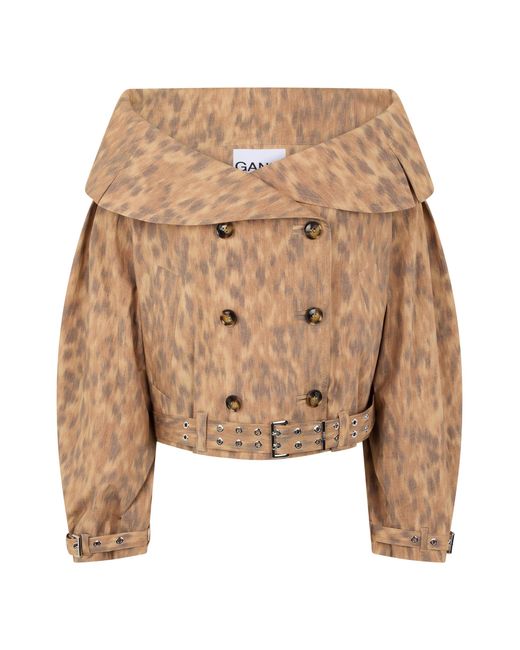 Ganni Natural Printed Cotton Jacket
