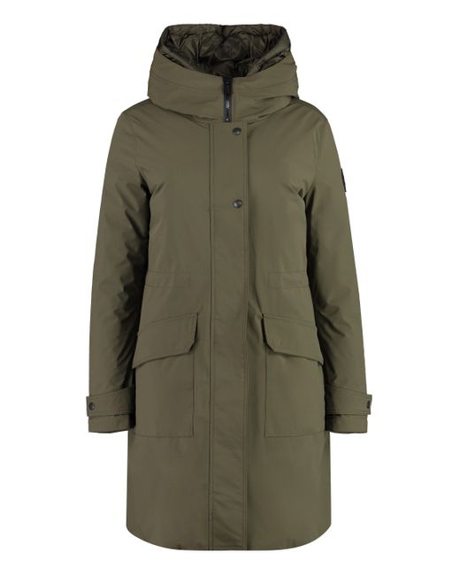 Woolrich Green Military Technical Fabric Parka With Internal Removable Down Jacket