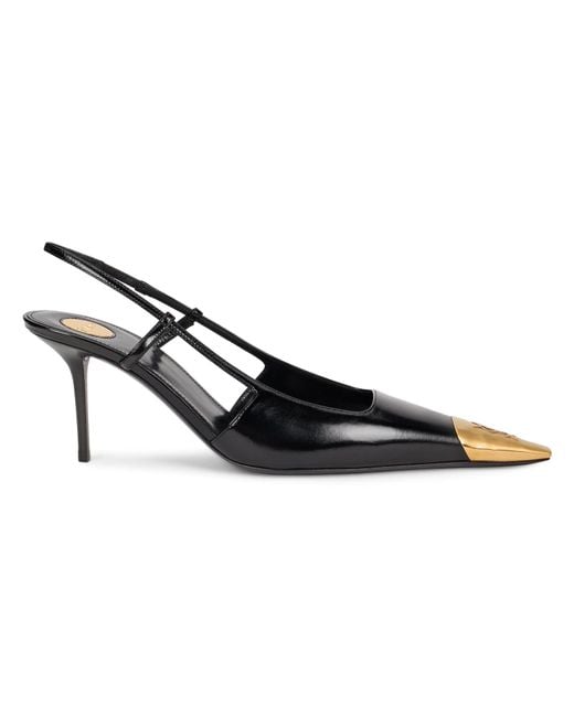Saint Laurent Black Pointed Slingback Stiletto Heels