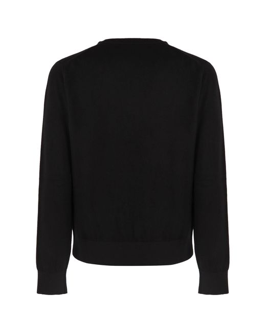 Dolce & Gabbana Black Virgin Wool Sweater With Ribbed Knit Edges for men