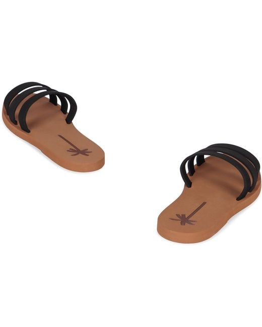 Manebí Black Eva Flat Sandals