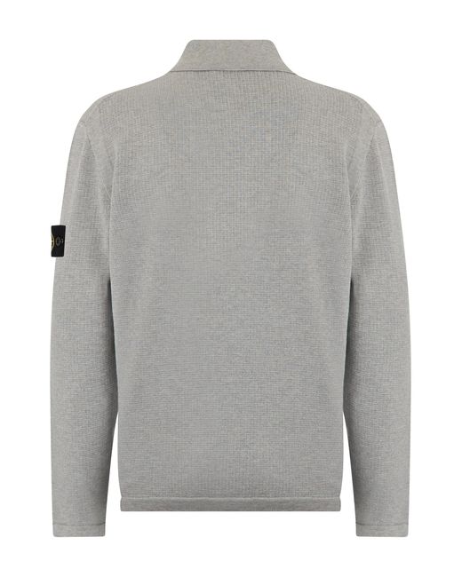 Stone Island Gray Polo Sweater for men