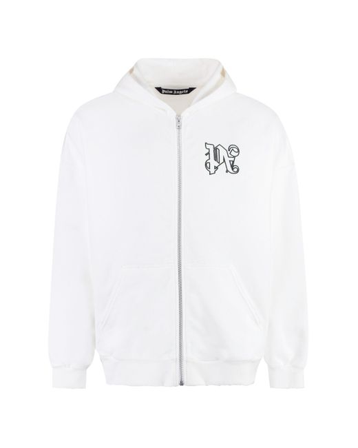 Palm Angels White Sweatshirt With Zip for men