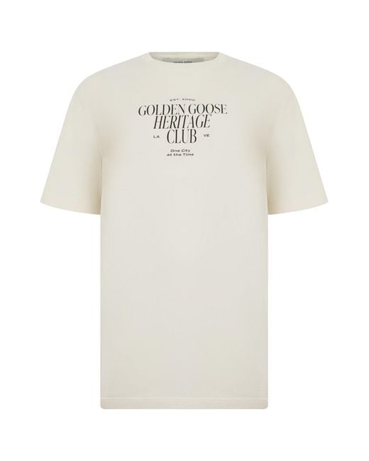Golden Goose Deluxe Brand White Cotton T-Shirt With Logo for men