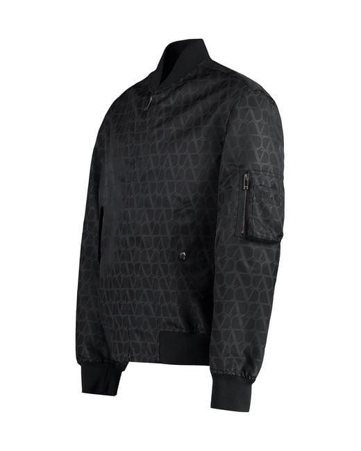 Valentino Garavani Black Nylon Bomber Jacket for men