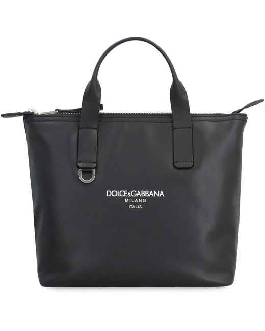 Shopping bag piccola in pelle di Dolce & Gabbana in Black da Uomo