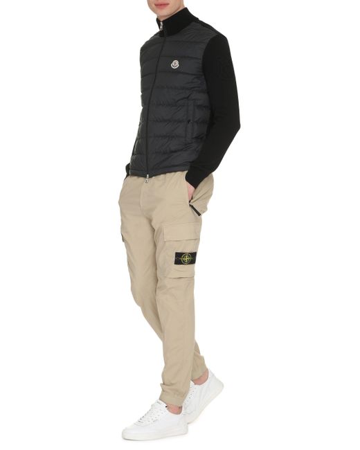 Moncler Black Cardigan With Padded Front Panel for men