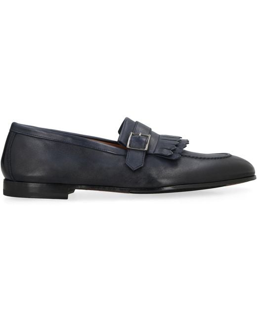 Doucal's Black Leather Loafers for men