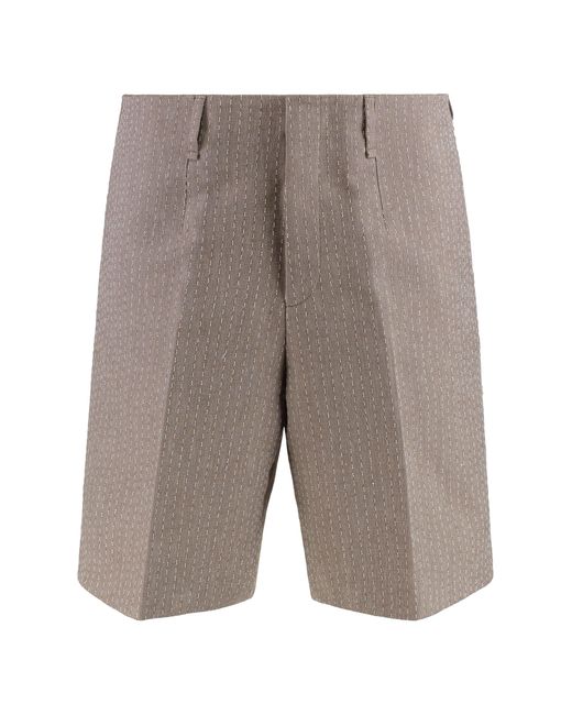 Fendi Gray Cotton Bermuda Shorts for men