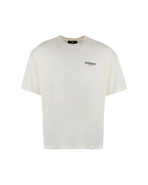 Represent White Logo Cotton T-Shirt for men