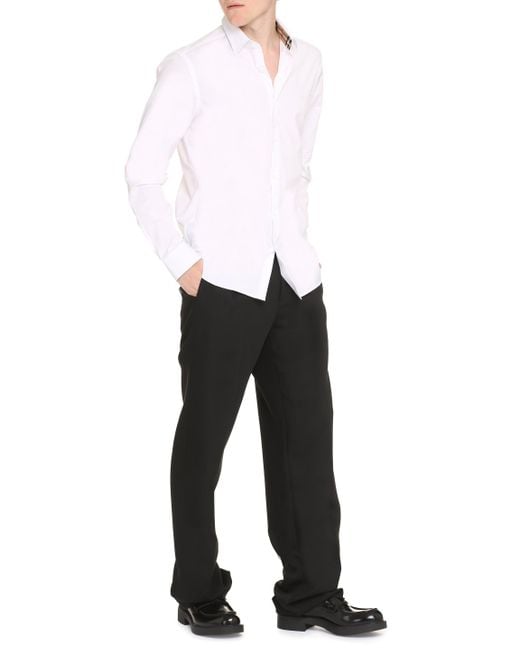 Camicia in cotone di Burberry in White da Uomo