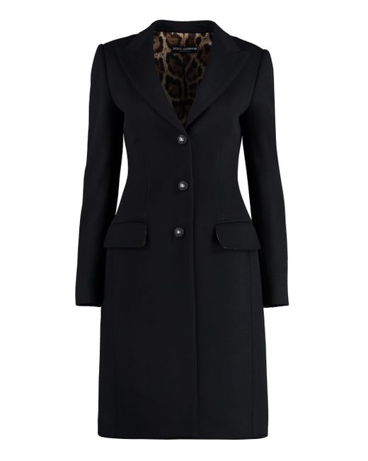 Dolce & Gabbana Black Wool Single-breasted Pea Coat
