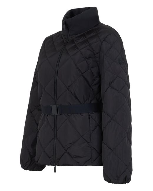Moncler Black Quilted Jacket With Belt