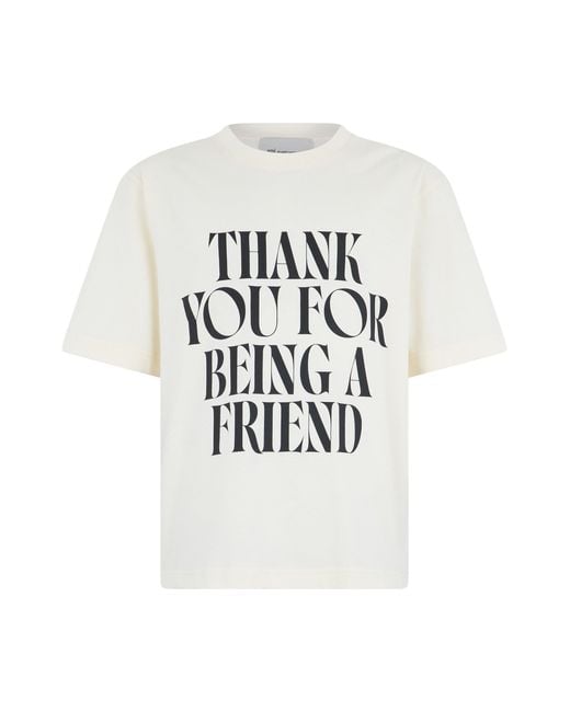 AMI White Cotton T-Shirt With Print for men