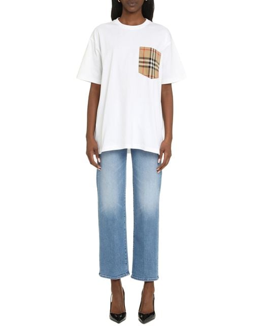Burberry White Cotton Crew-Neck T-Shirt