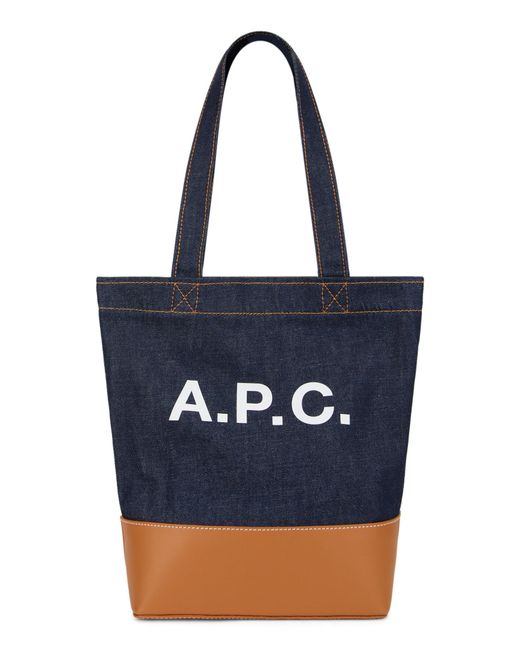 Borsa tote con logo di A.P.C. in Blue