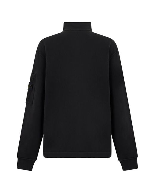 Stone Island Black Cotton Sweatshirt With Zip for men