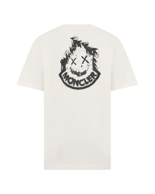 Moncler White T-Shirt With Printed Logo for men
