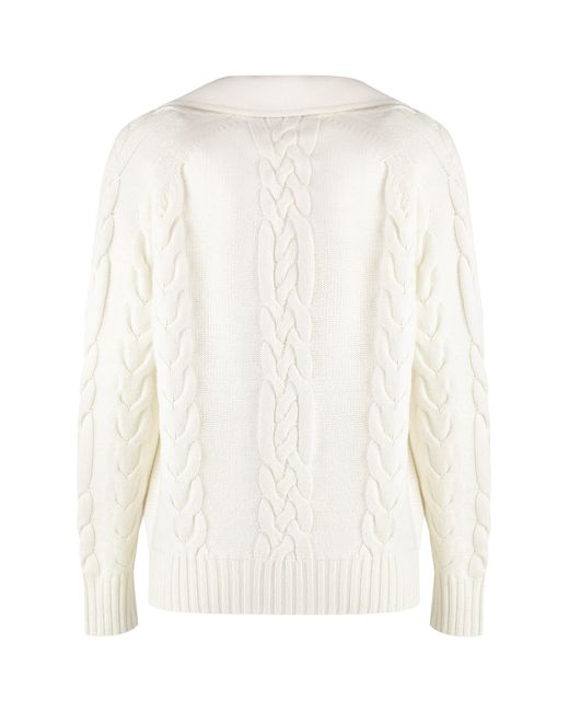 Max Mara White Micio Double-Breasted Wool Jacket