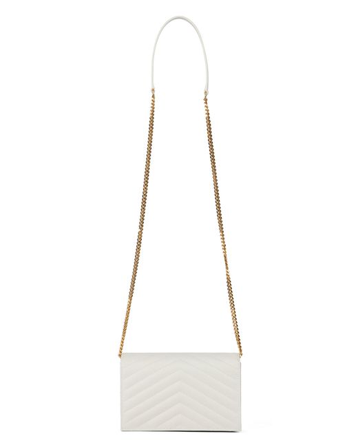 Saint Laurent White Pouch Envelope With Chain Cassandre
