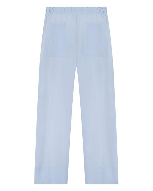 Totême Blue Loose Cotton And Linen Pants