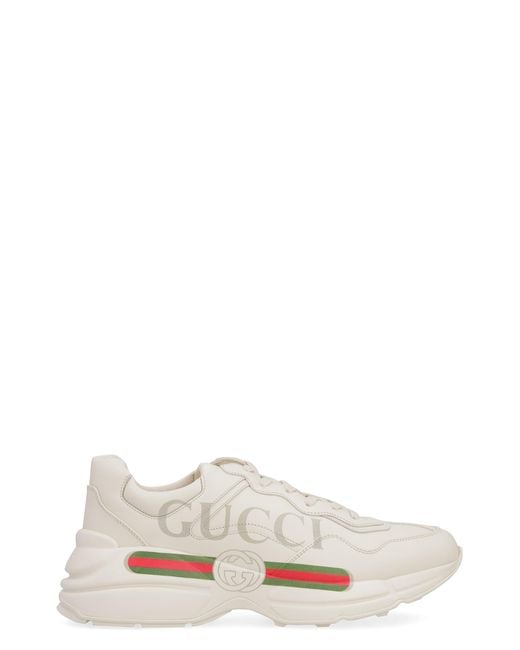 Gucci White Leather Rhyton Sneakers for men
