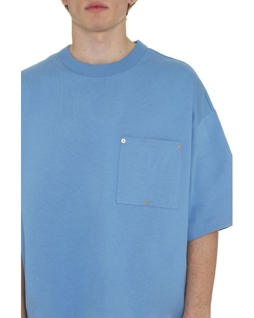 T-shirt girocollo in cotone di Bottega Veneta in Blue da Uomo