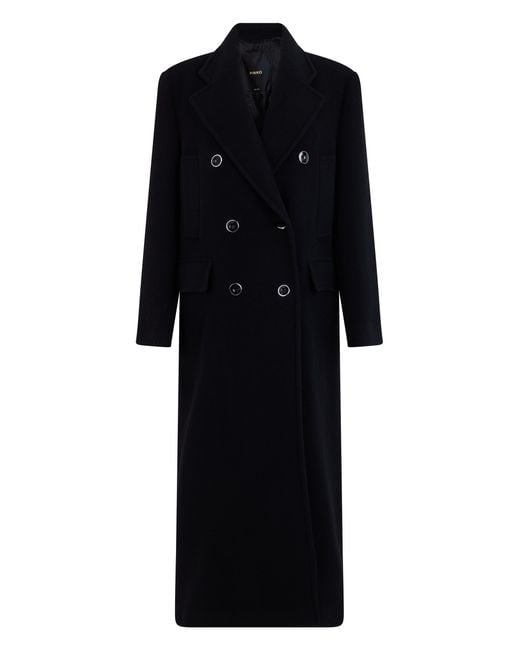 Pinko Black Long Double-Breasted Coat