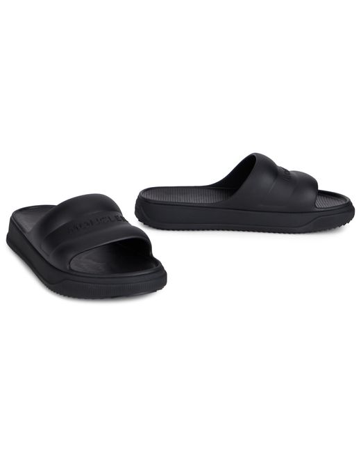Moncler Black Slippers With Embossed Logo