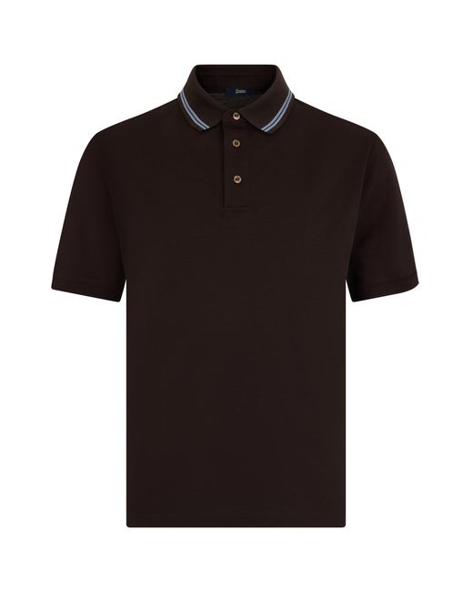 Herno Black Short-Sleeved Polo for men