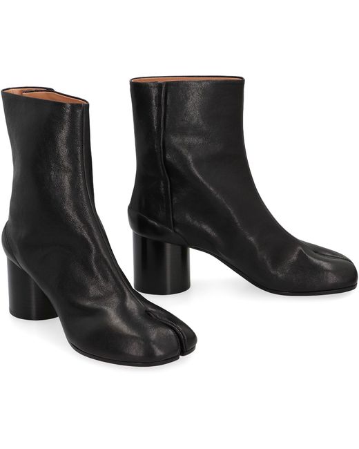 Maison Margiela Black Tabi Leather Ankle Boots
