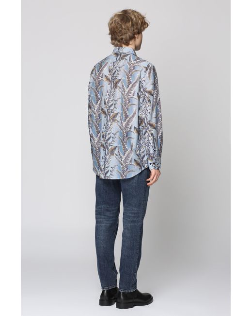 Camicia in cotone stampato di Etro in Blue da Uomo