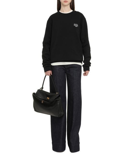 A.P.C. Black Sweat Standart Rue Madame Cotton Crew-Neck Sweatshirt