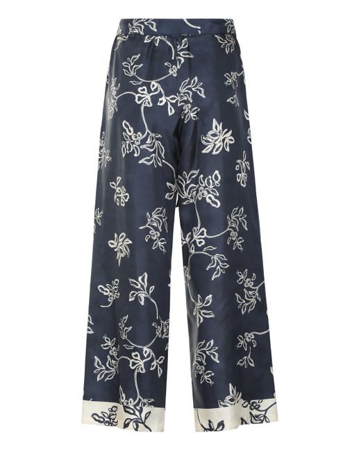 Pantaloni Cinzia in seta stampata di Max Mara in Blue