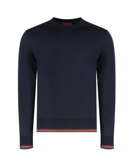 Maglione girocollo in lana di Gucci in Blue da Uomo