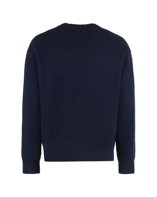 Maison Kitsuné Blue Wool-Blend Crew-Neck Sweater for men