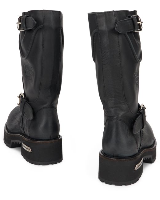 Balenciaga Black Venom Leather Ankle Boots With Metallic Details And Buckle Closure