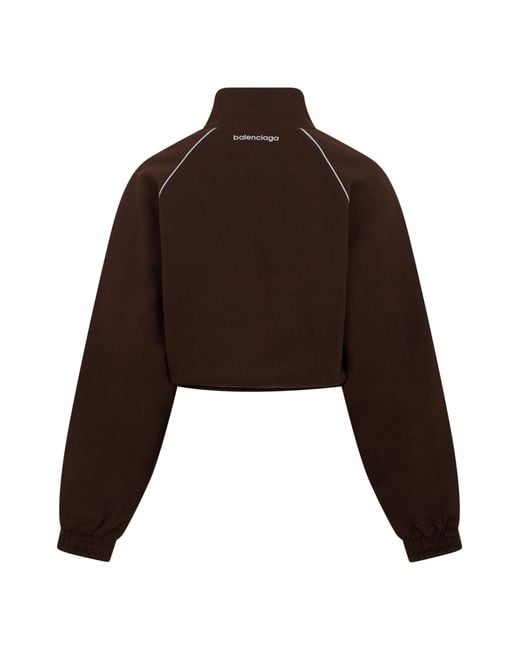 Balenciaga Brown Cropped Hoodie With Zip